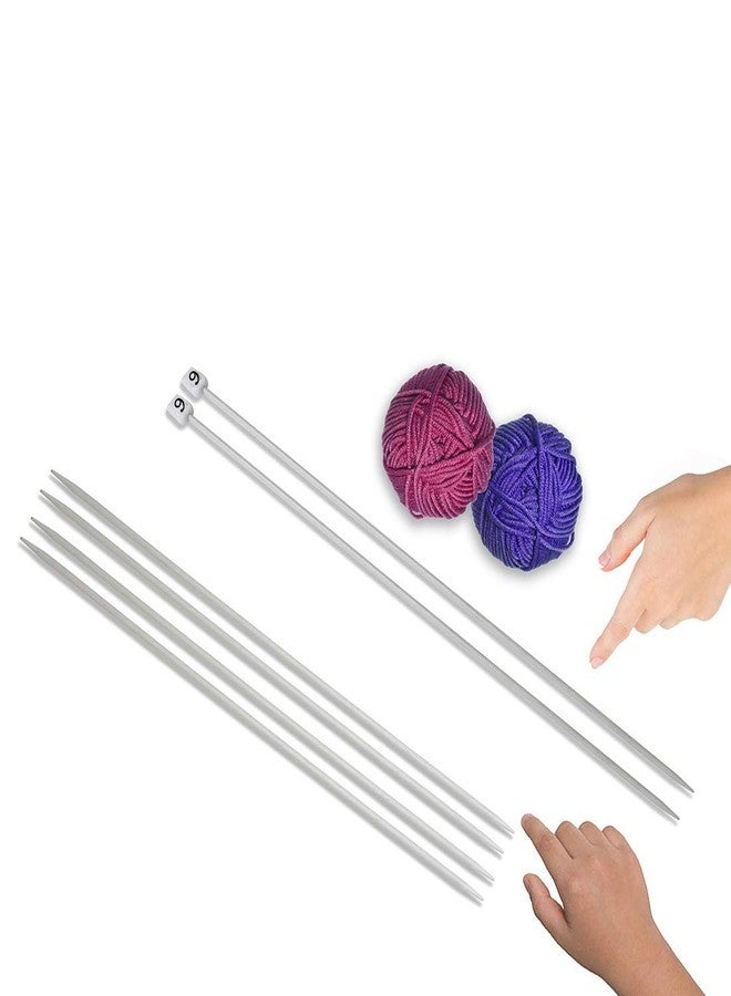 NTGS Projects for School Knitting Needle Combo No 9 Single Sided, Pair of 2 and no 10 Double Sided, Pair of 4 - Image 1